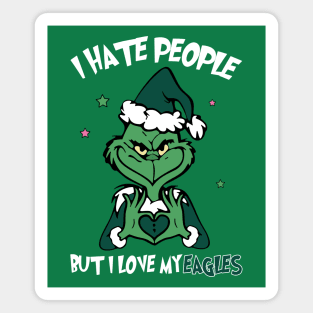 Grinch Philadelphia Eagles Funny Christmas Sports Hate People Love Eagles 2 M7987 Magnet
